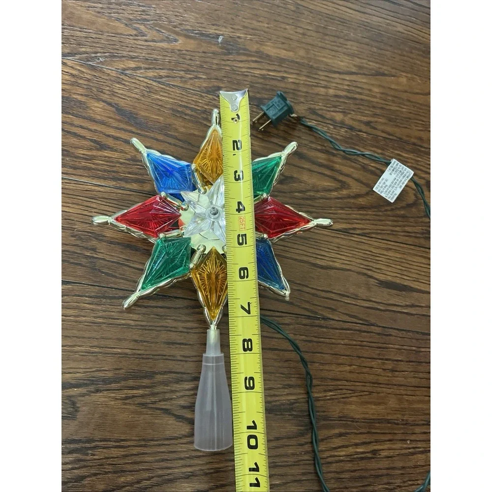 Christmas Tree Topper Star Plastic Jewel Joy Brite Merry Bright